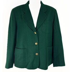 JHC‎ 100% Wool Blazer Green Jacket Size 8 Gold Buttons Equestrian Riding Style